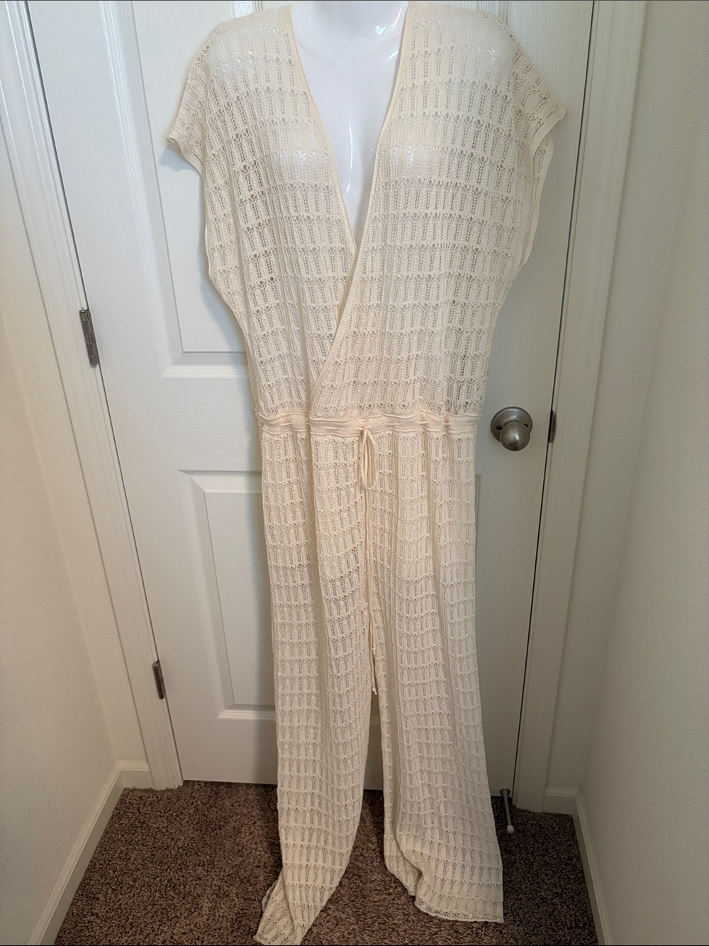 Zara Cream Crochet Knit Top